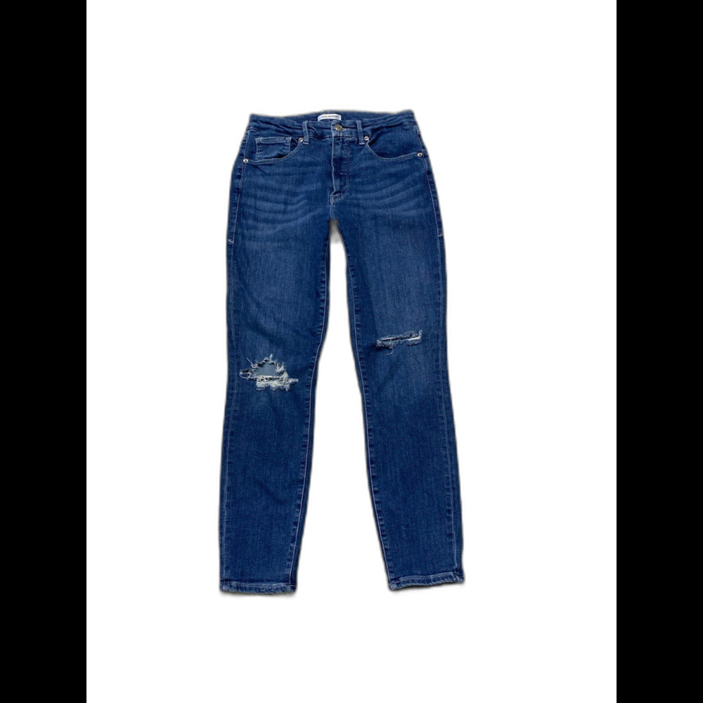 8/29 Good American High-Rise Good Waist Distressed Skinny Blue179